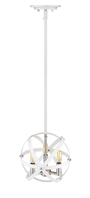 Cavallo 3 Light 12" Chandelier, Hammered White + Brushed Nickel in Hammered White + Brushed Nickel