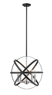 Cavallo 5 Light 18" Chandelier in Hammered Black + Chrome