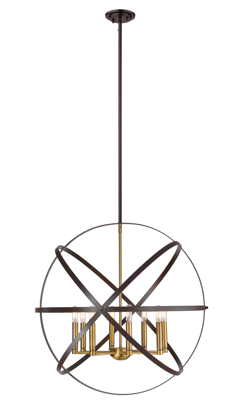 Cavallo 8 Light 30" Chandelier in Hammered Bronze + Olde Brass