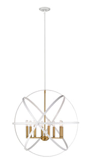 Cavallo 8 Light 30" Chandelier in Hammered White + Olde Brass