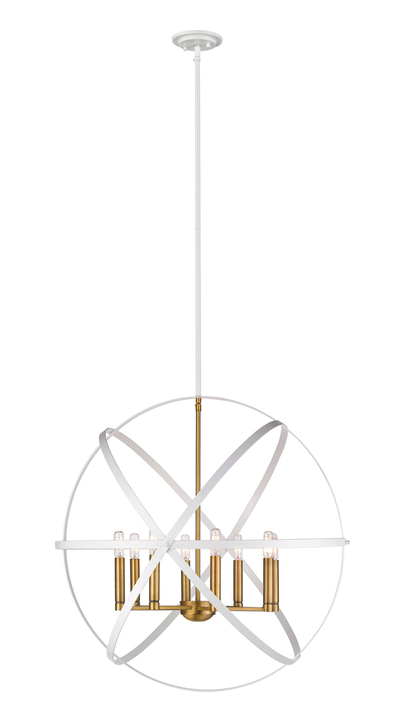 Cavallo 8 Light 30" Chandelier in Hammered White + Olde Brass