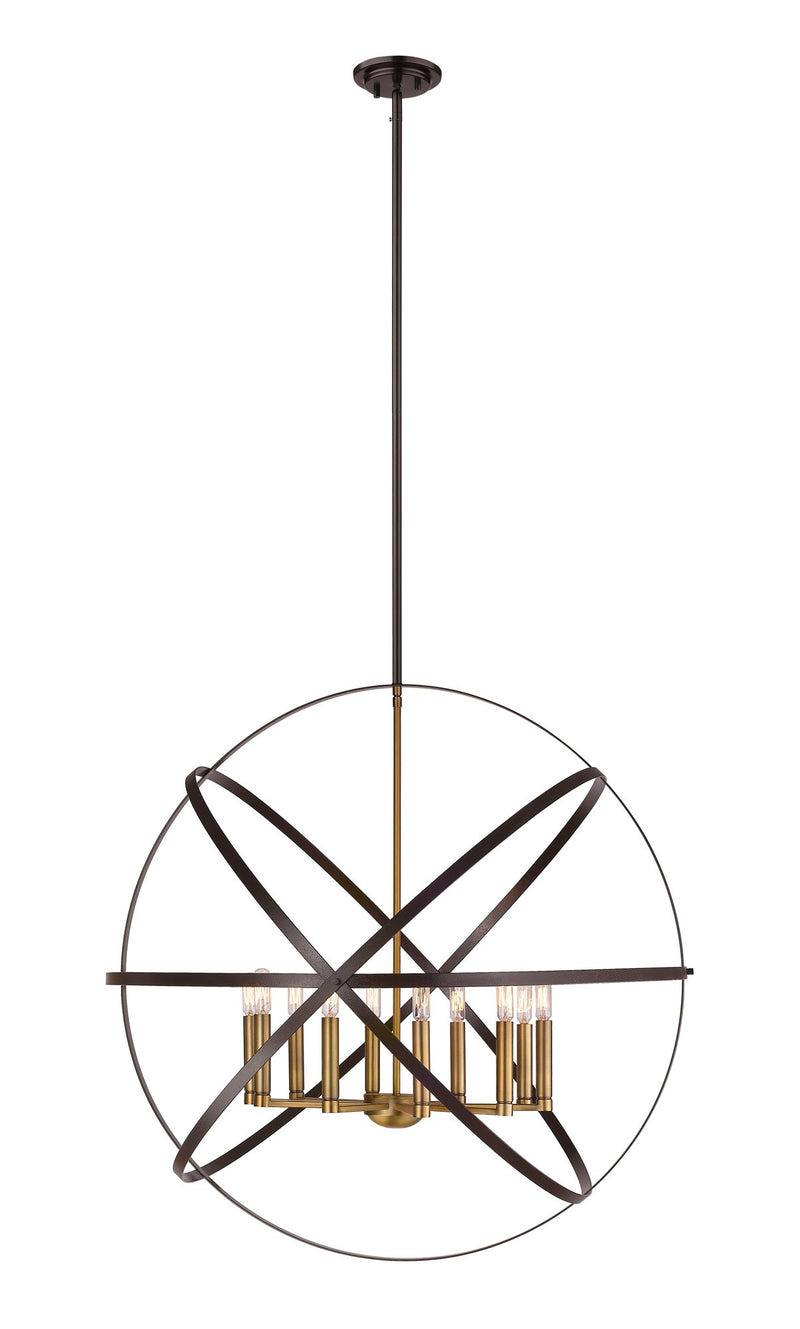 Cavallo 10 Light 36" Chandelier in Hammered Bronze + Olde Brass