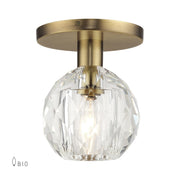 Whitfield Crystal Semi-Flush Mount in Natural Brass