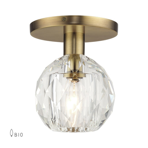 Whitfield Crystal Semi-Flush Mount in Natural Brass