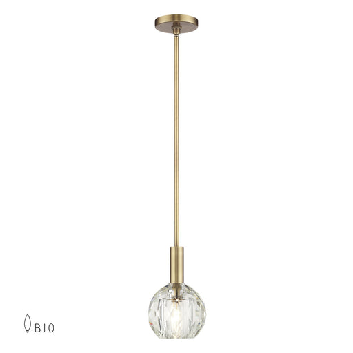 Whitfield Crystal Mini Pendant in Natural Brass