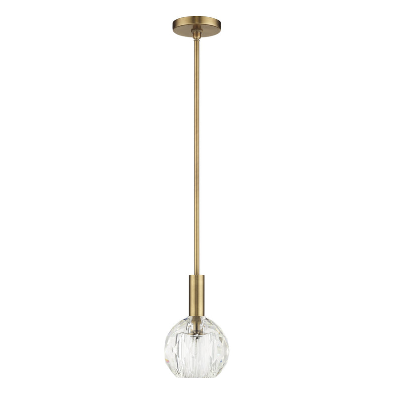 Whitfield Crystal Mini Pendant in Natural Brass