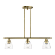 Montgomery 3-Light Linear Chandelier in Antique Brass