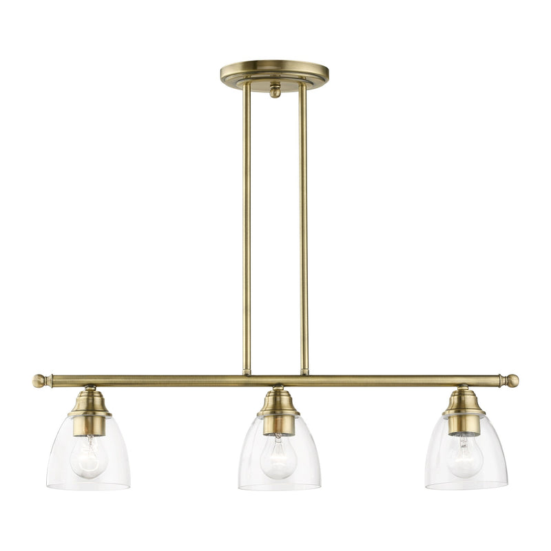 Montgomery 3-Light Linear Chandelier in Antique Brass