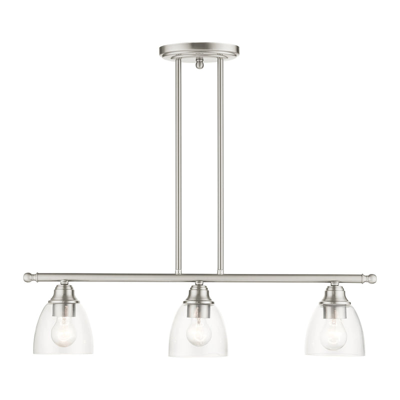 Montgomery 3-Light Linear Chandelier in Brushed Nickel