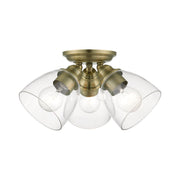 Montgomery 3-Light Semi-Flush Mount in Antique Brass