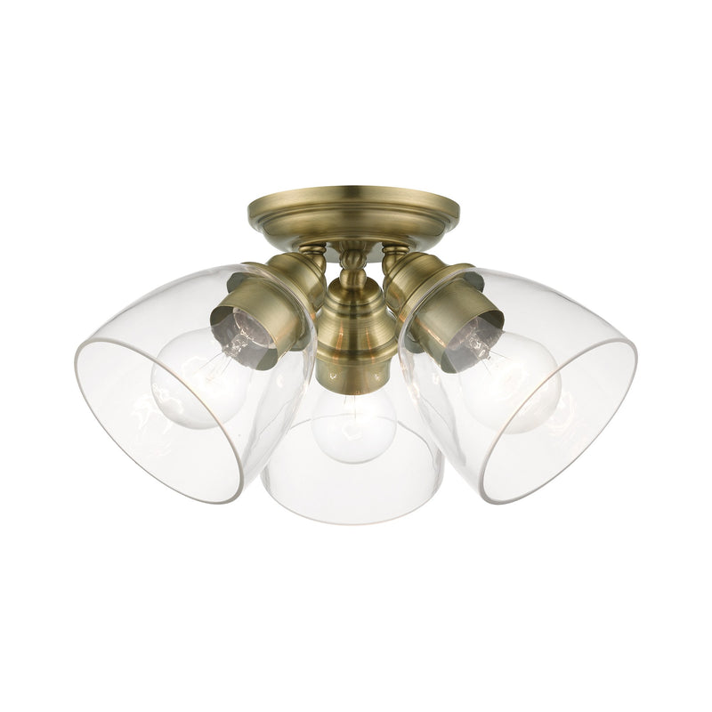 Montgomery 3-Light Semi-Flush Mount in Antique Brass