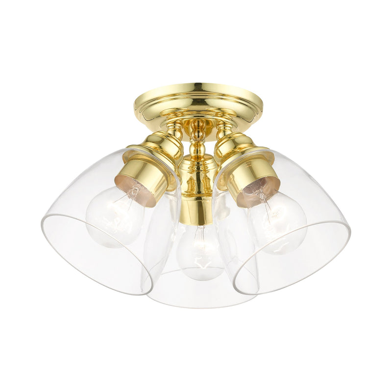 Montgomery 3-Light Semi-Flush Mount in Polished Brass