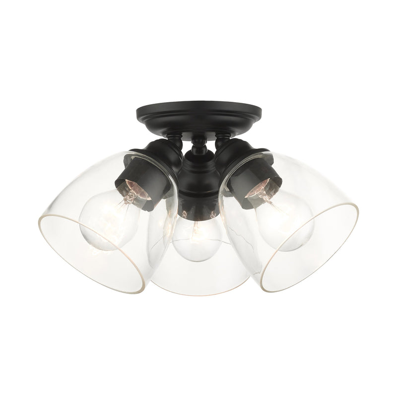 Montgomery 3-Light Semi-Flush Mount in Black