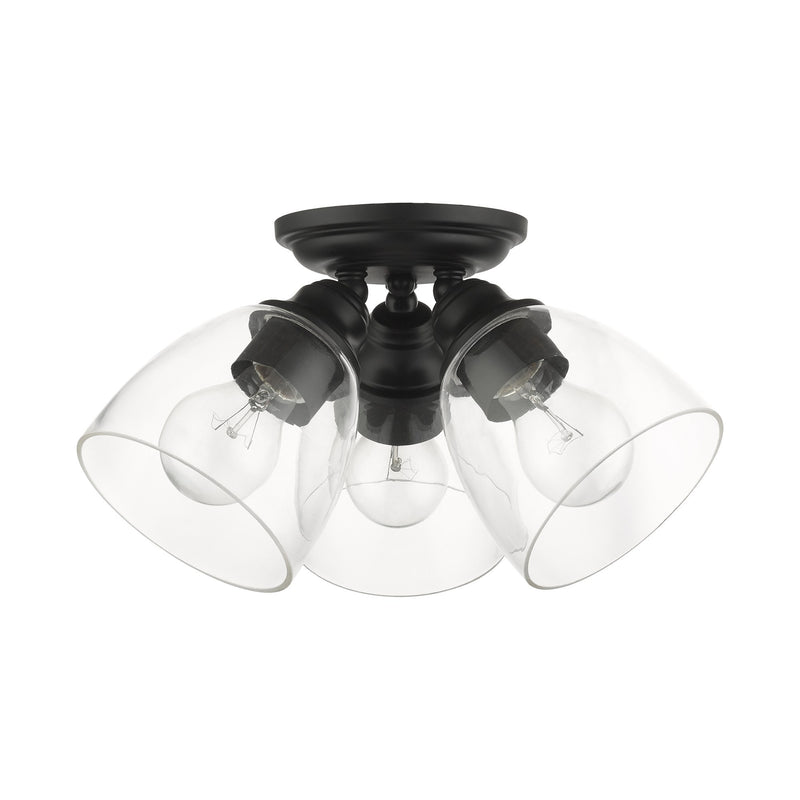 Montgomery 3-Light Semi-Flush Mount in Black