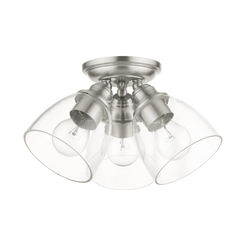 Montgomery 3-Light Semi-Flush Mount in Brushed Nickel