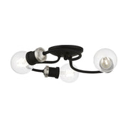 Bromley 3-Light Flush Mount in Black with Brushed Nickel Accents