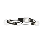 Bromley 4-Light Large Flush Mount in Black with Brushed Nickel Accents