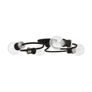 Bromley 4-Light Large Flush Mount in Black with Brushed Nickel Accents