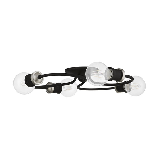 Bromley 4-Light Large Flush Mount in Black with Brushed Nickel Accents