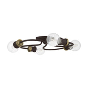 Bromley 4-Light Large Flush Mount in Bronze with Antique Brass Accents