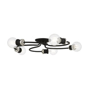 Bromley 5-Light Large Flush Mount in Black with Brushed Nickel Accents