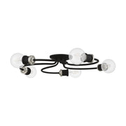 Bromley 5-Light Large Flush Mount in Black with Brushed Nickel Accents