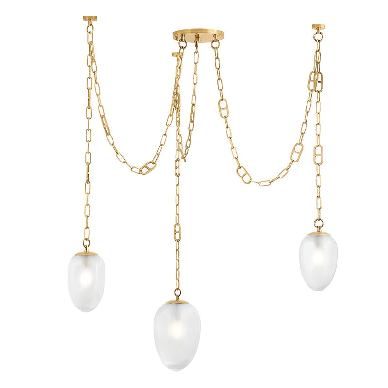 Daith 3-Light Chandelier in Vintage Brass
