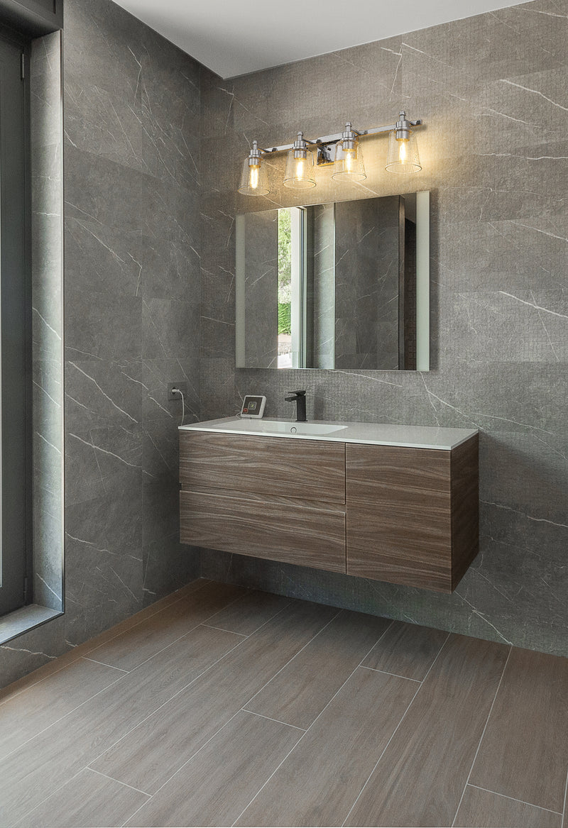 Bohin 4 Light 32" Vanity in Chrome in a room setting
