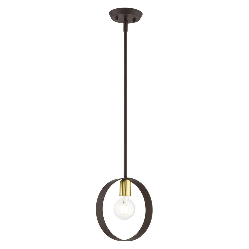 Modesto Mini Pendant in Bronze with Satin Brass Accents