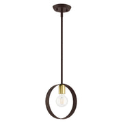 Modesto Mini Pendant in Bronze with Satin Brass Accents