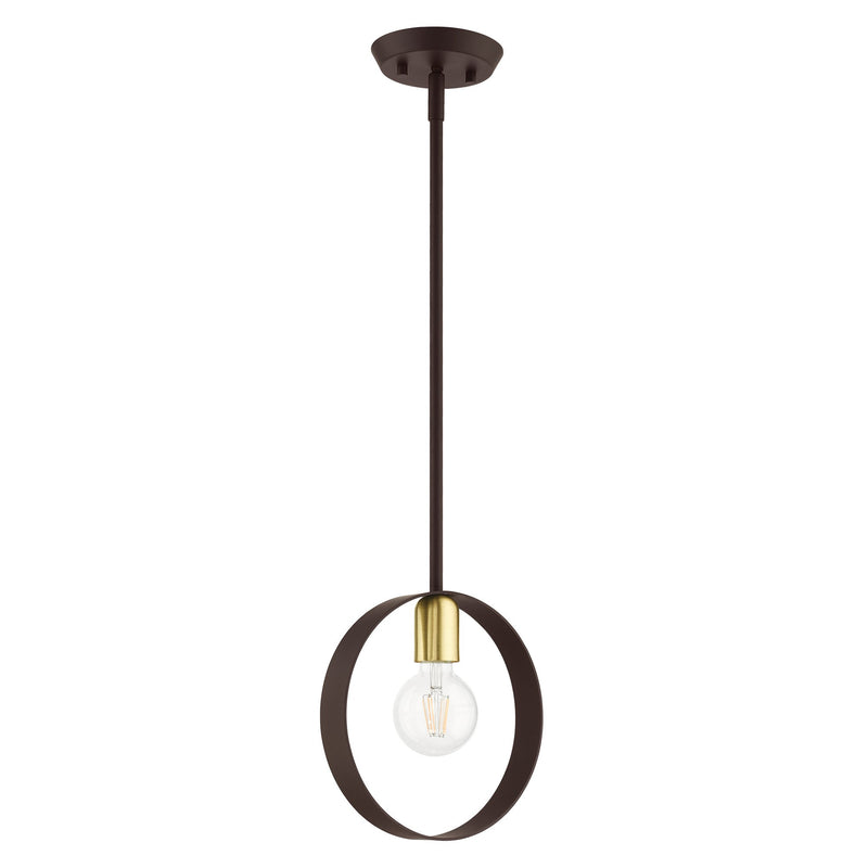 Modesto Mini Pendant in Bronze with Satin Brass Accents
