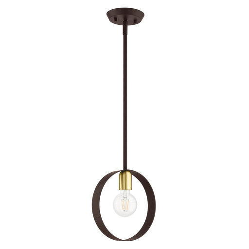 Modesto Mini Pendant in Bronze with Satin Brass Accents