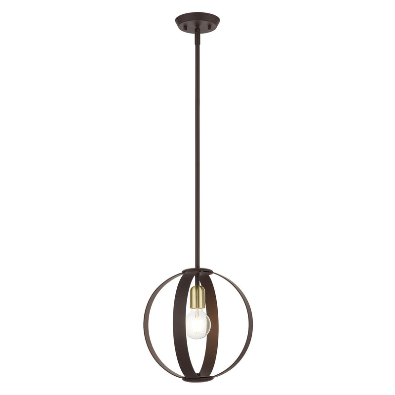 Modesto Pendant in Bronze with Satin Brass Accents