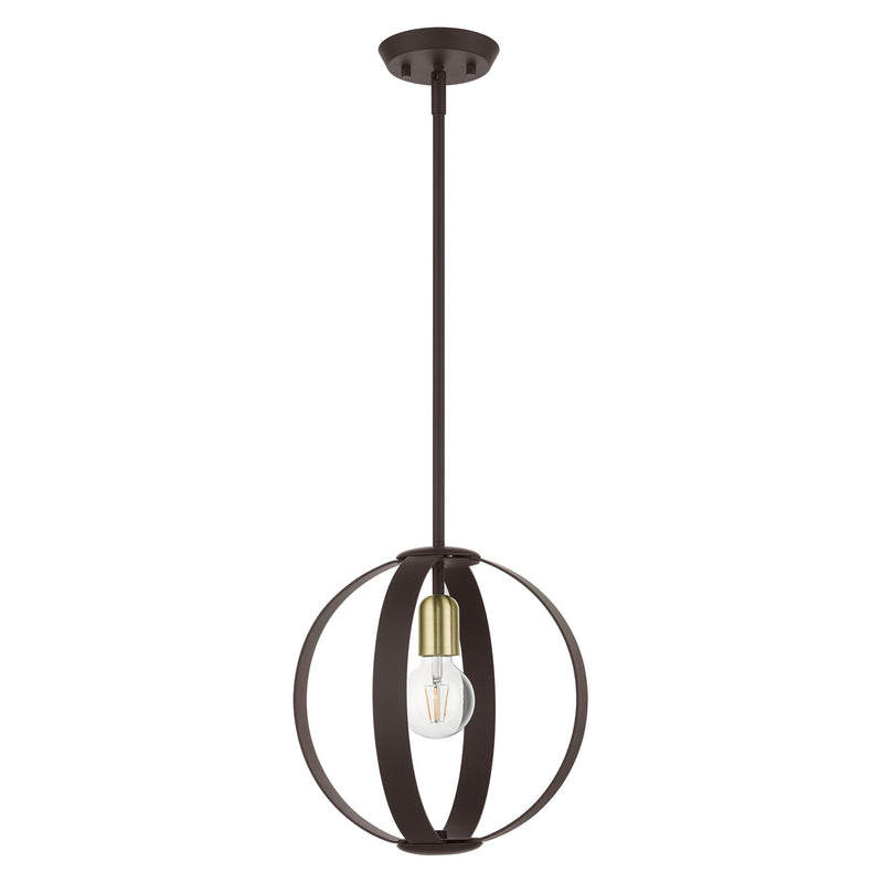 Modesto Pendant in Bronze with Satin Brass Accents