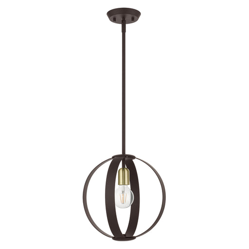 Modesto Pendant in Bronze with Satin Brass Accents