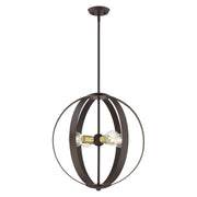 Modesto 4-Light Chandelier in Bronze with Satin Brass Accents