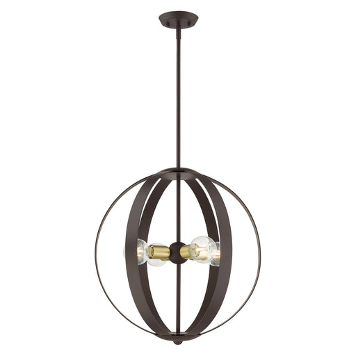Modesto 4-Light Chandelier in Bronze with Satin Brass Accents