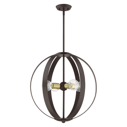 Modesto 4-Light Chandelier in Bronze with Satin Brass Accents