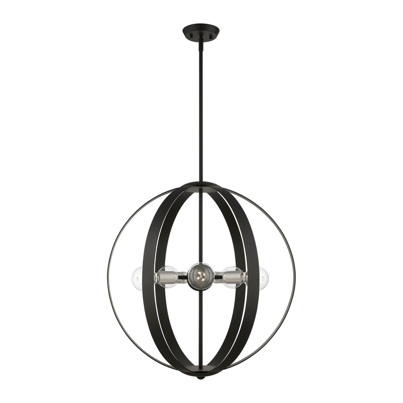 Modesto 5-Light Chandelier in Black with Brushed Nickel Accents
