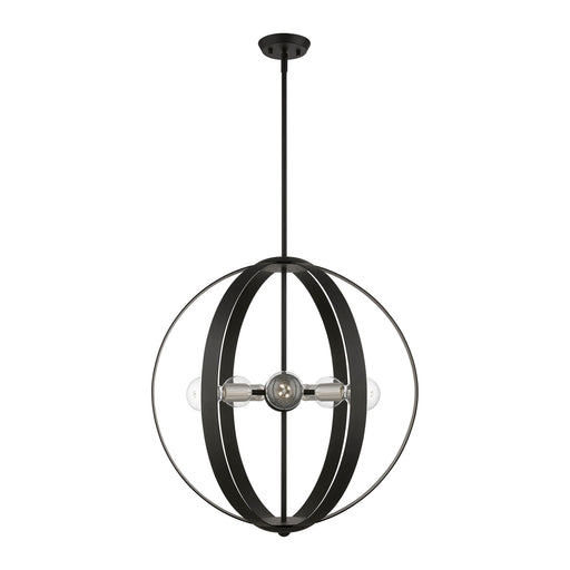Modesto 5-Light Chandelier in Black with Brushed Nickel Accents