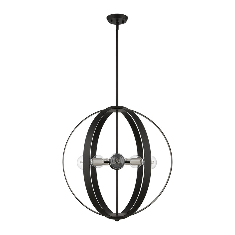 Modesto 5-Light Chandelier in Black with Brushed Nickel Accents