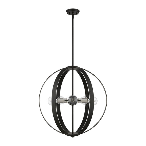 Modesto 5-Light Chandelier in Black with Brushed Nickel Accents