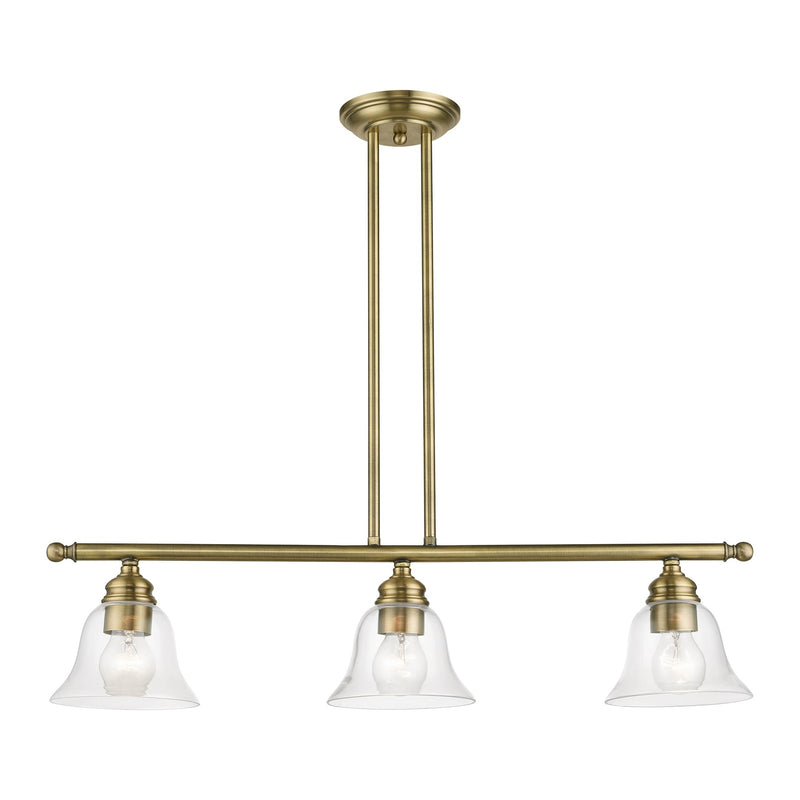 Moreland 3-Light Linear Chandelier in Antique Brass