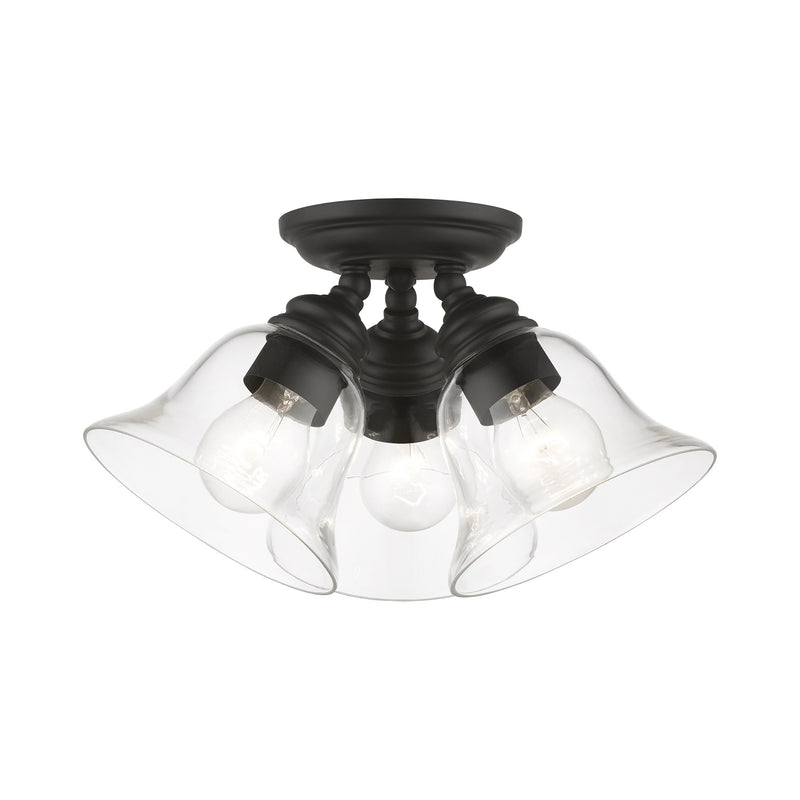 Moreland 3-Light Large Semi-Flush Mount in Black