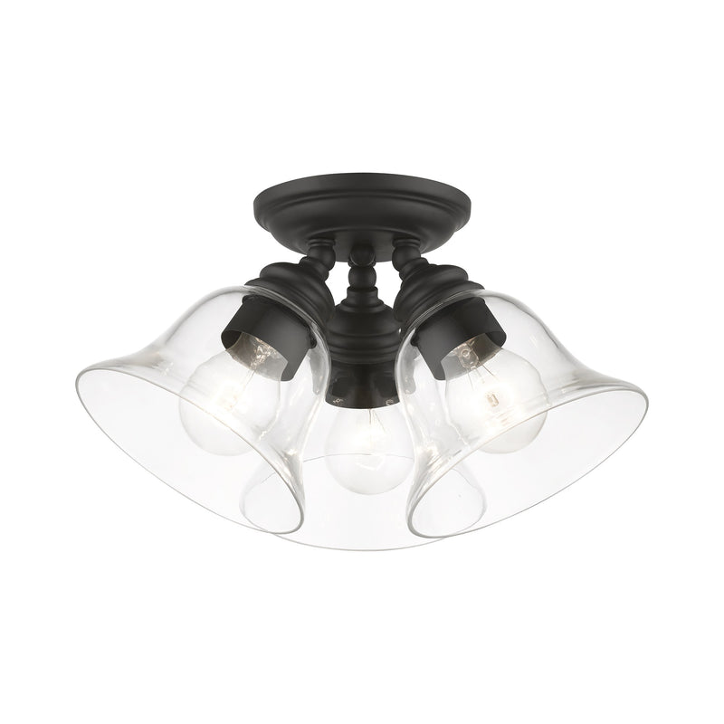 Moreland 3-Light Large Semi-Flush Mount in Black