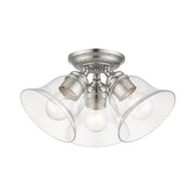 Moreland 3-Light Large Semi-Flush Mount in Brushed Nickel