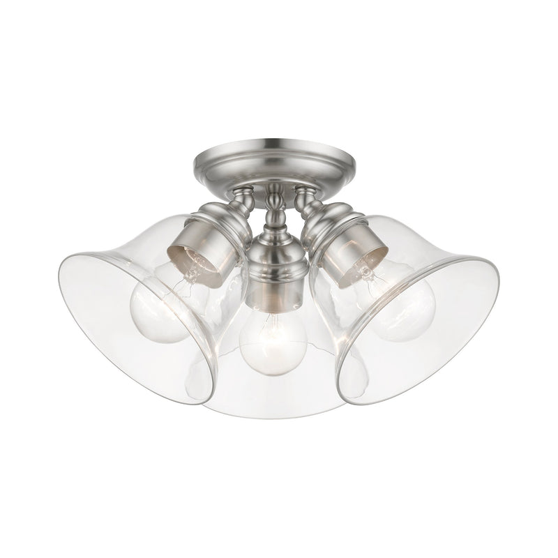 Moreland 3-Light Large Semi-Flush Mount in Brushed Nickel