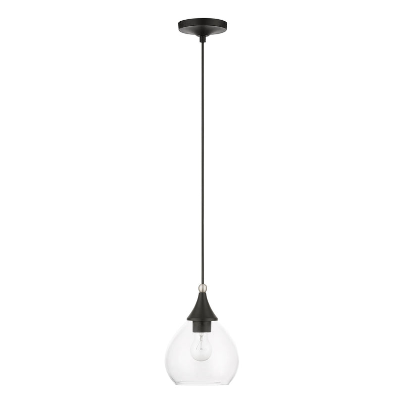 Catania Mini Pendant in Black with Brushed Nickel Accents