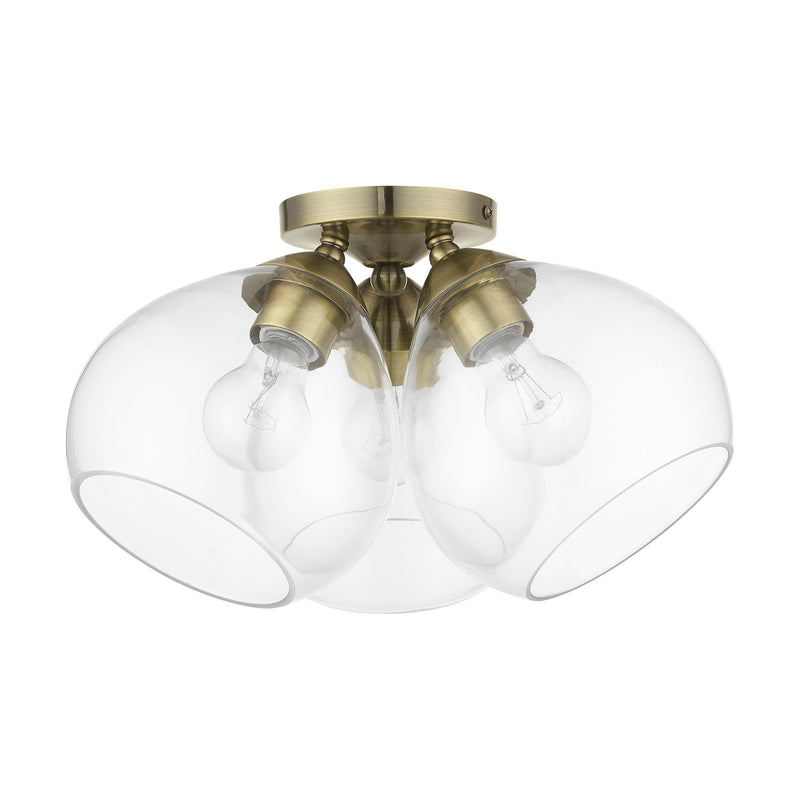 Catania 3-Light Semi-Flush Mount in Antique Brass