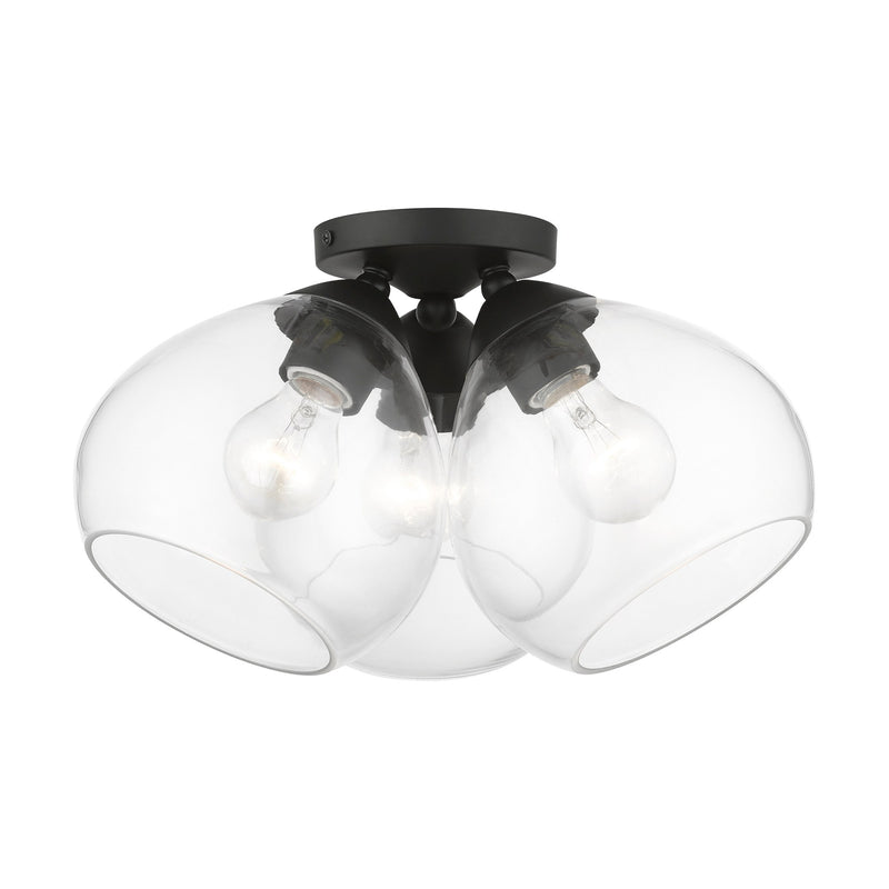 Catania 3-Light Semi-Flush Mount in Black
